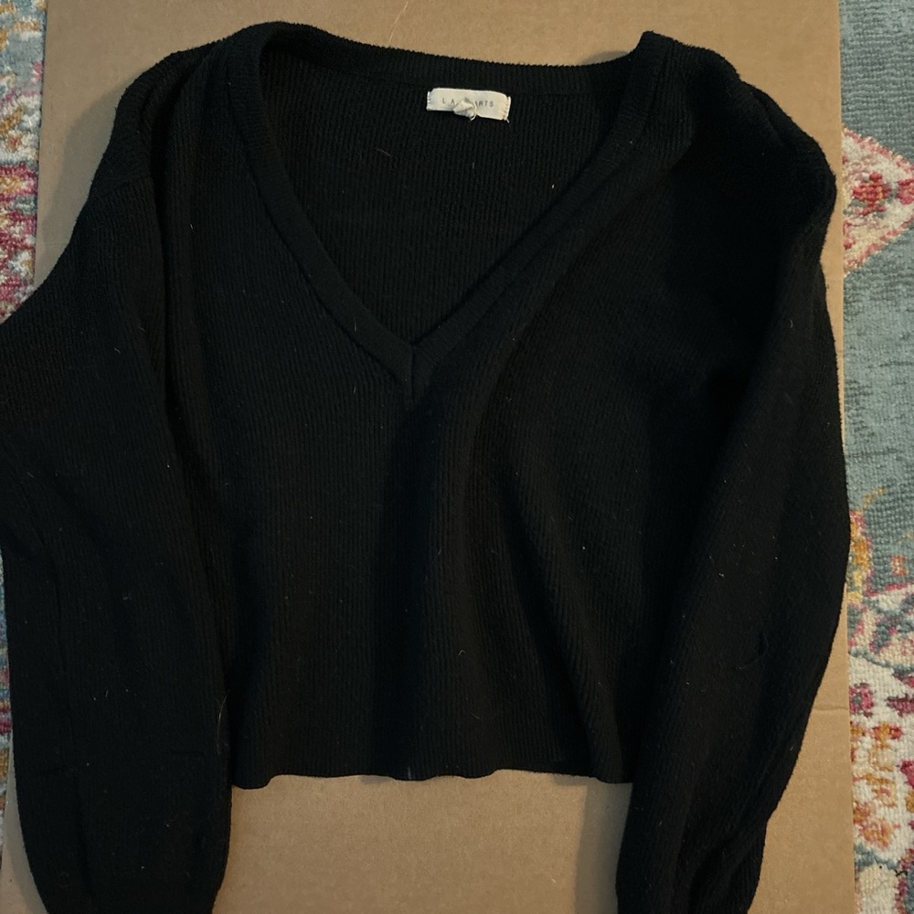 Cozy Black L. A hearts V-Neck Sweater